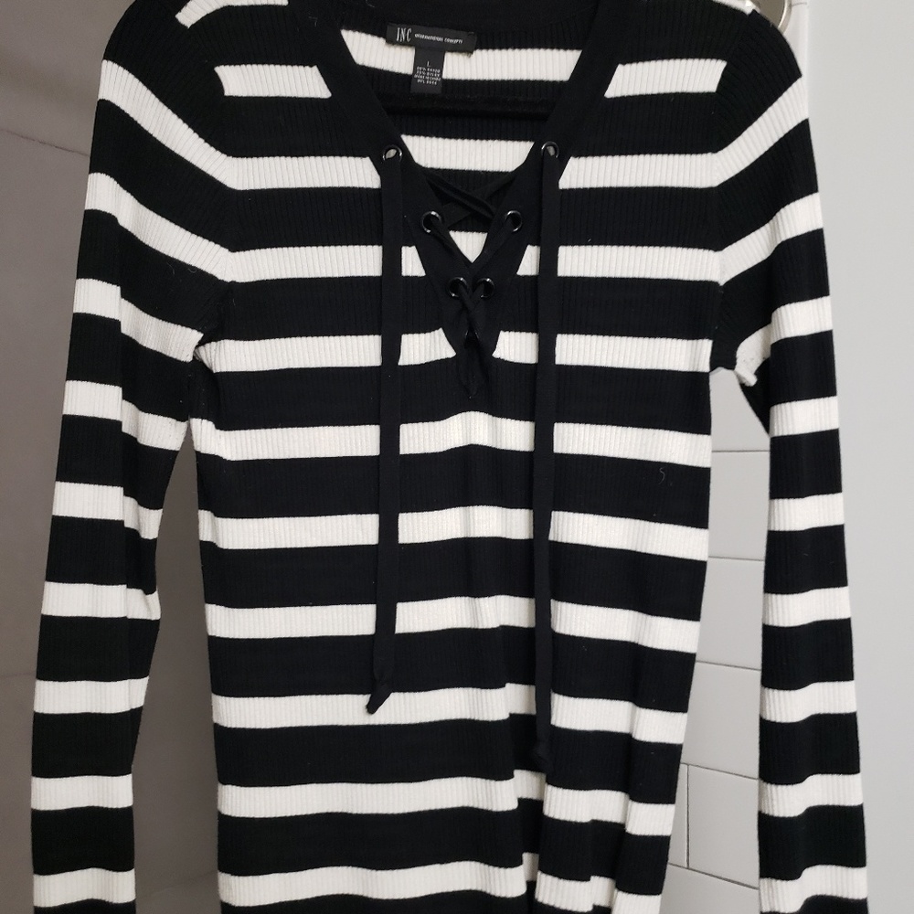INC Internationa Concepts Black and White Sweater